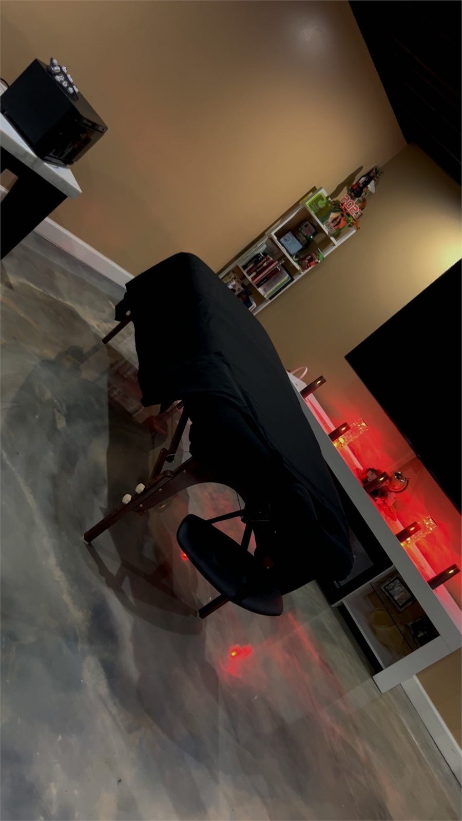 A view of equipment at a prepared massage space